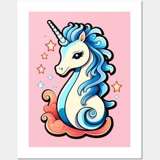 Magical Unicorn Seahorse Posters and Art